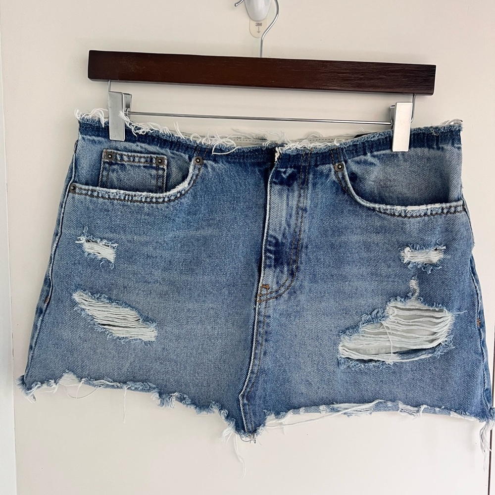 Zara Raw Waist Denim Skirt